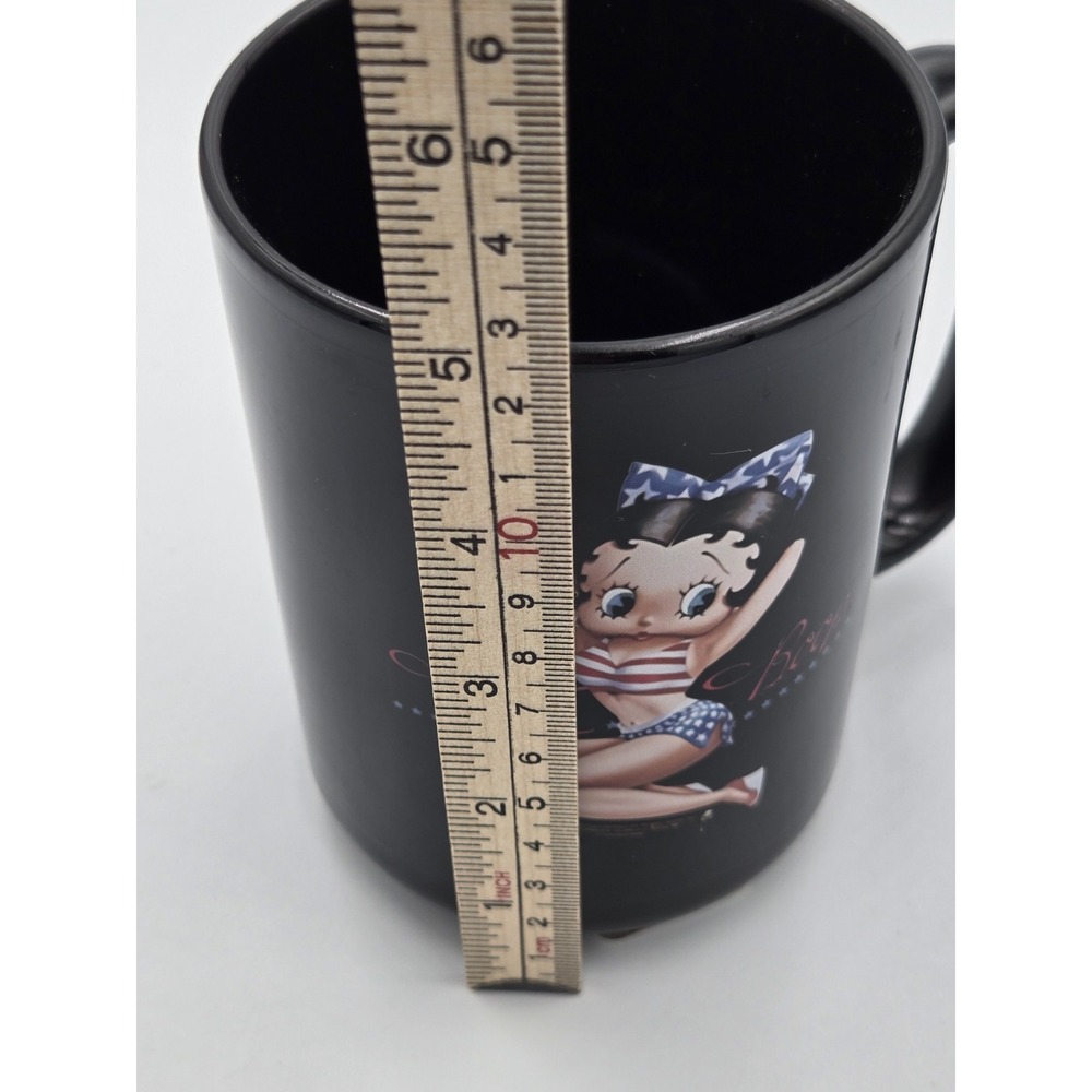 Betty Boop Patriotic Black Mug Ceramic Bikini American Flag - Picture 5 of 5